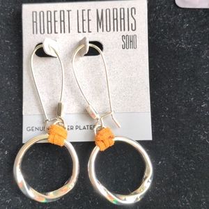 New Robert Lee Morris earrings.  Drop, dangle, 2 3/4"  Silver & leather. Boho